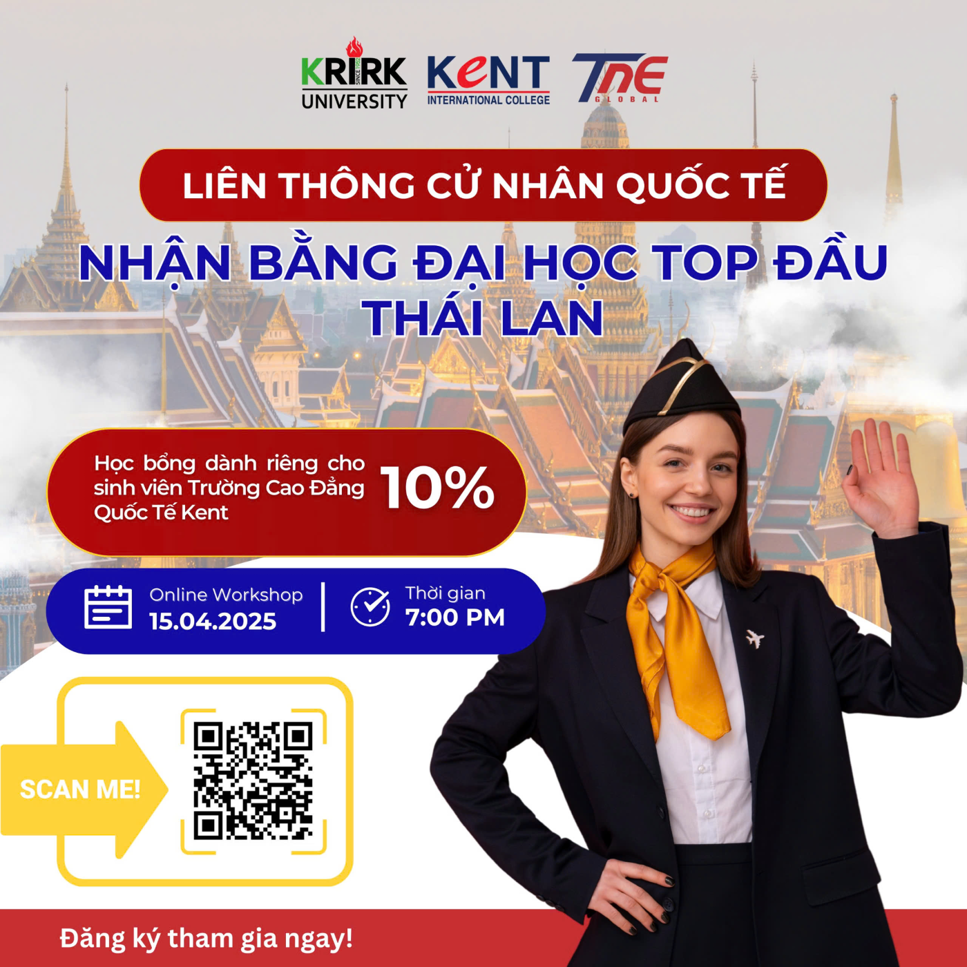 TRƯỜNG CAO ĐẲNG QUỐC TẾ KENT TỔ CHỨC WORKSHOP ONLINE  “HỌC LIÊN THÔNG NHẬN BẰNG CỬ NHÂN QUỐC TẾ CẤT CÁNH SỰ NGHIỆP” DÀNH RIÊNG CHO SINH VIÊN TỐT NGHIỆP KENT